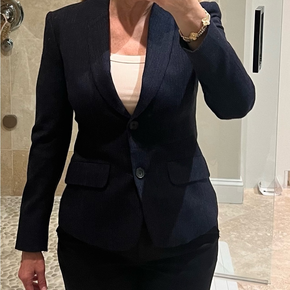 Theory Black Blue Tailored Blazer Jacket Women's Size 00 - Picture 15 of 16